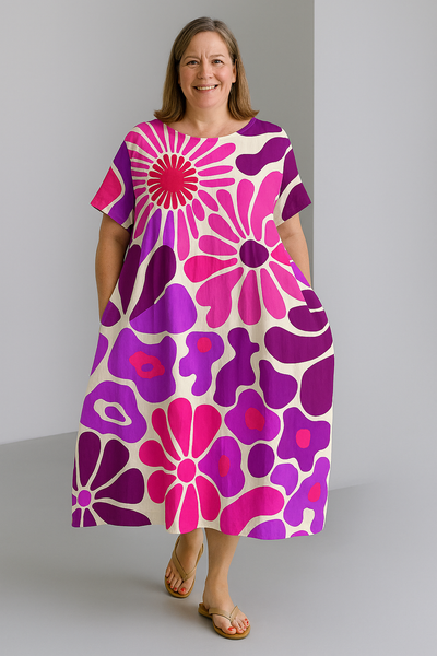 Vibrant Tummy Covering Dress | PEONY