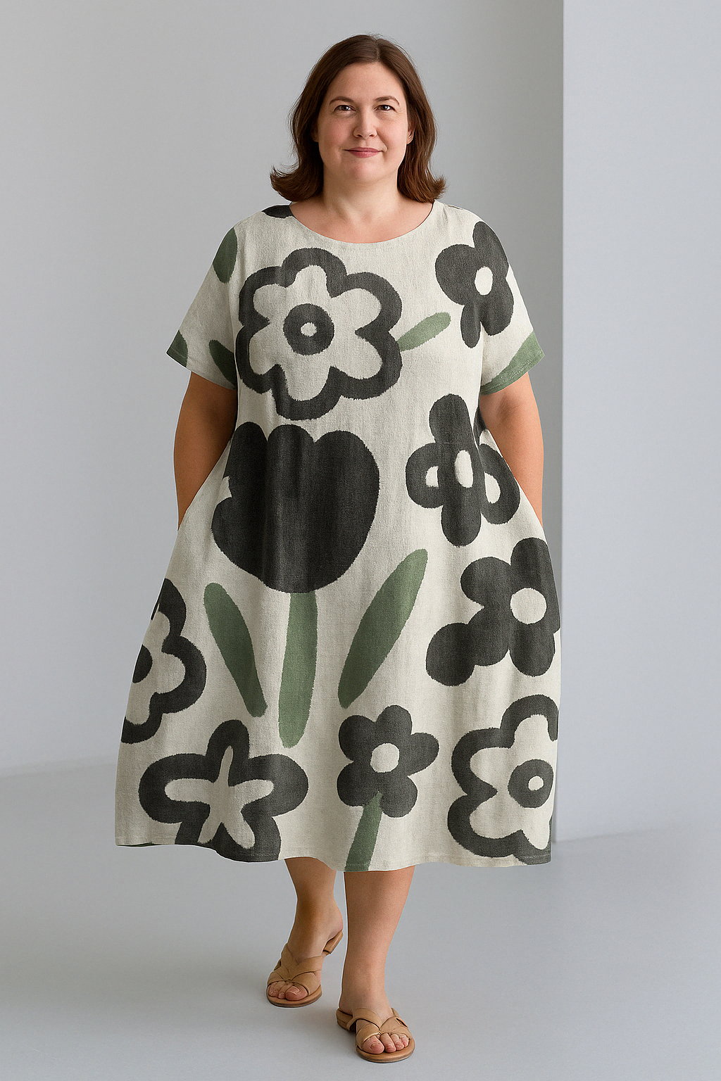 Loose Fit Tummy Covering Dress | ROSE