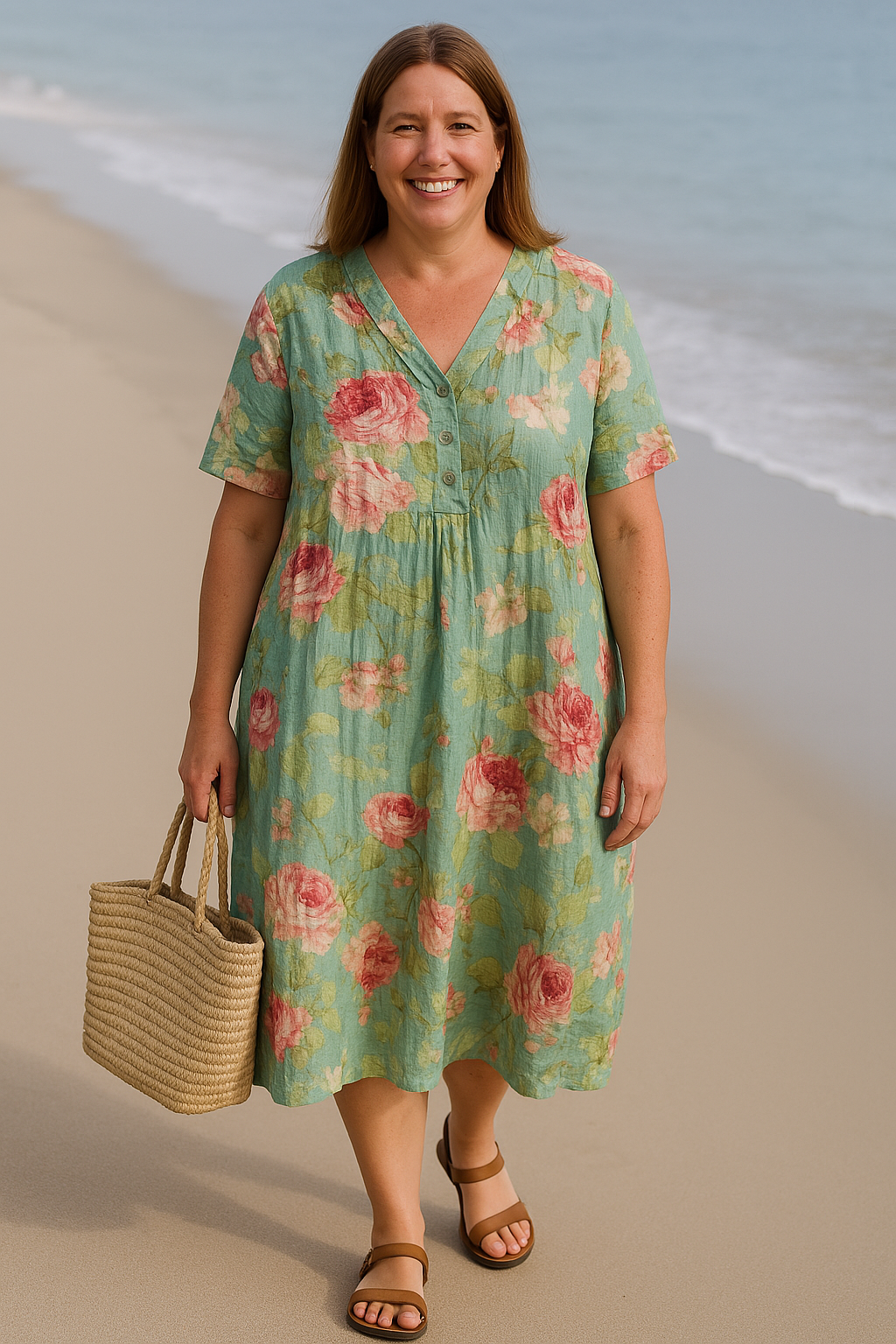 Floral Tummy Covering Dress | BEGONIA