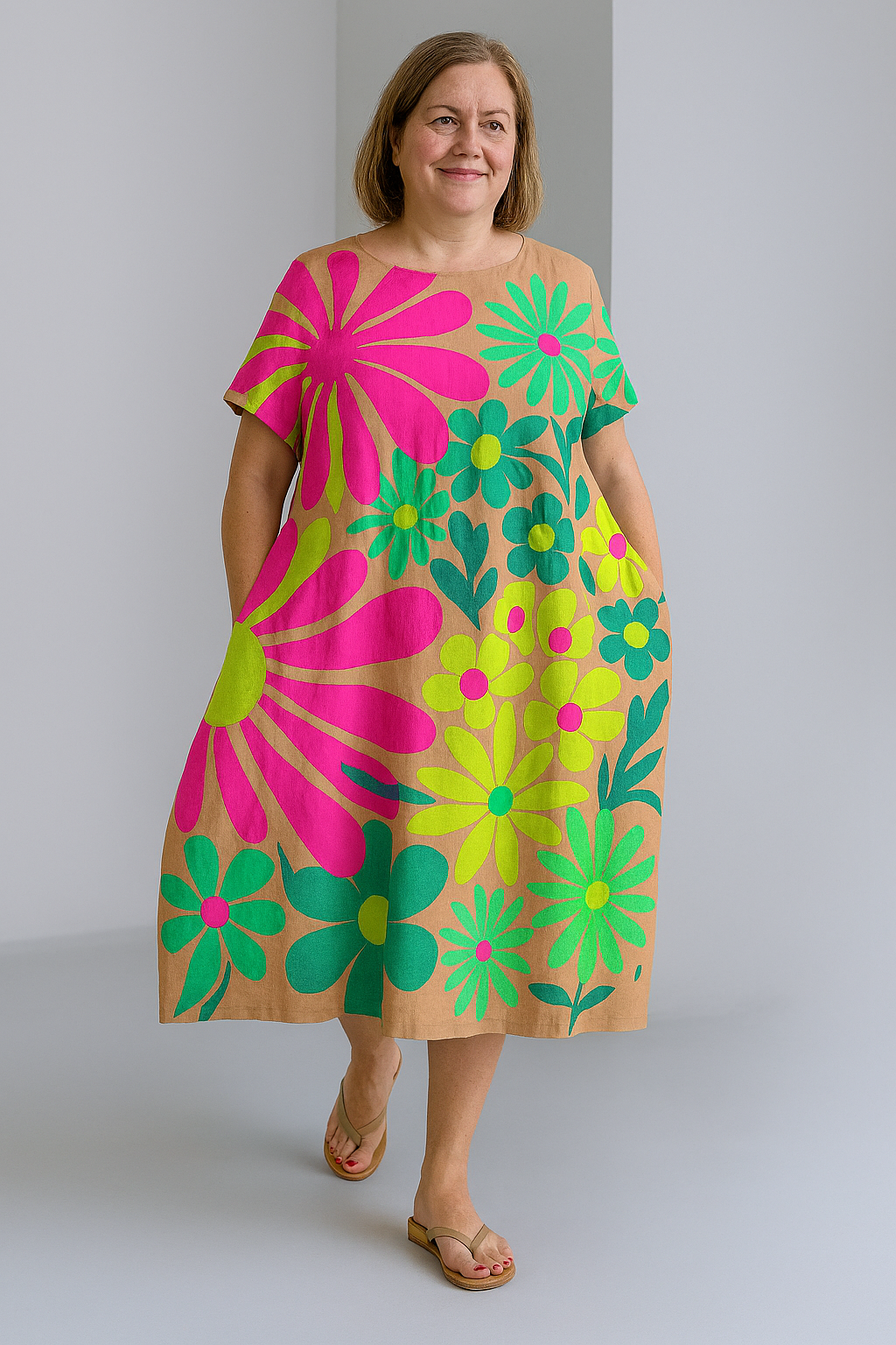 Vibrant Tummy Covering Dress | PEONY