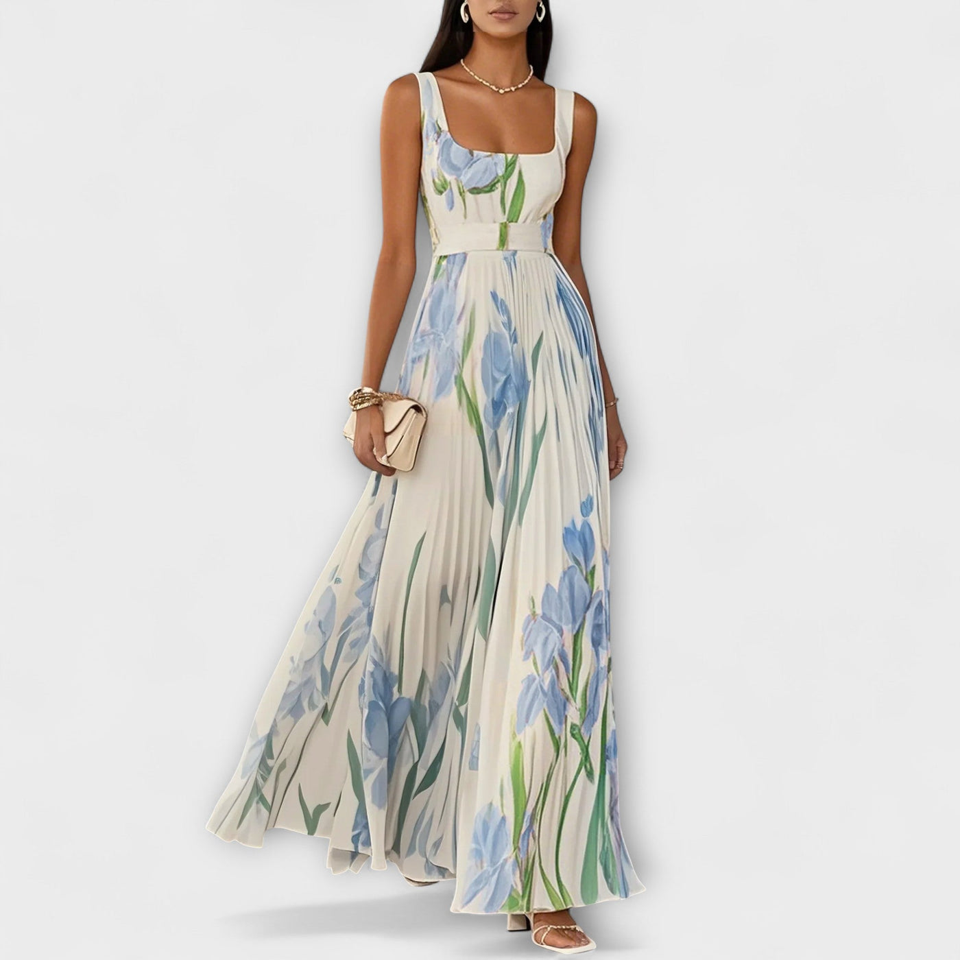 Penelope™ | Folded Floral Chiffon Maxi Dress