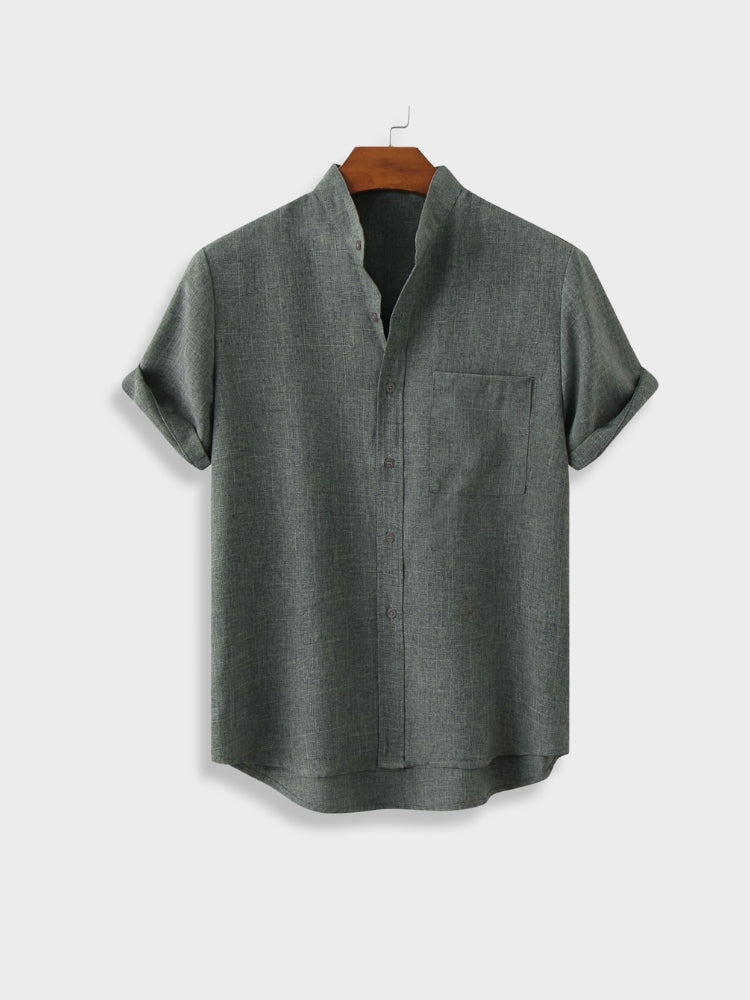 Linen Textured Short Sleeve Shirt