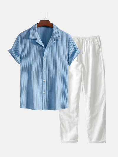 Pleated Shirt & Relaxed Drawstring Trouser Set